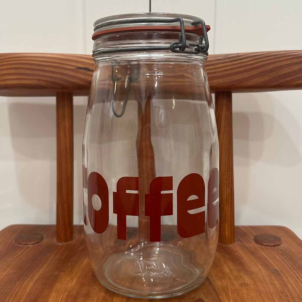 Vintage Triomphe Glass Coffee Canister Container Kitchen Item Retro